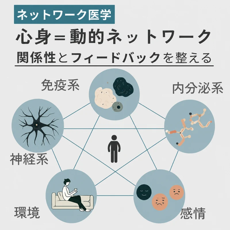 ネットワーク医学:心身は神経系・免疫系・内分泌系・感情・環境がつながった動的なネットワークで、関係性とフィードバックを整えるという考え方